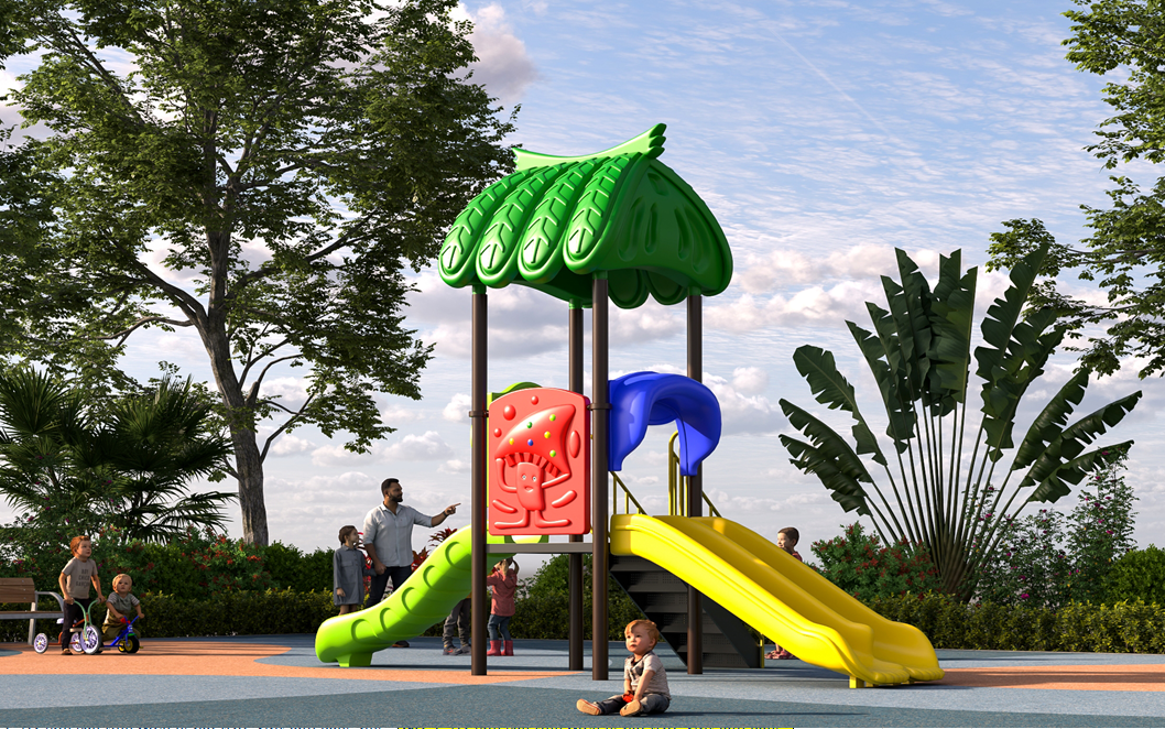 Nhà chơi cầu kép mái lá