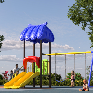 Nhà chơi cầu trượt 2 xích đu