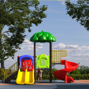 Nhà chơi cầu xoắn mái lá