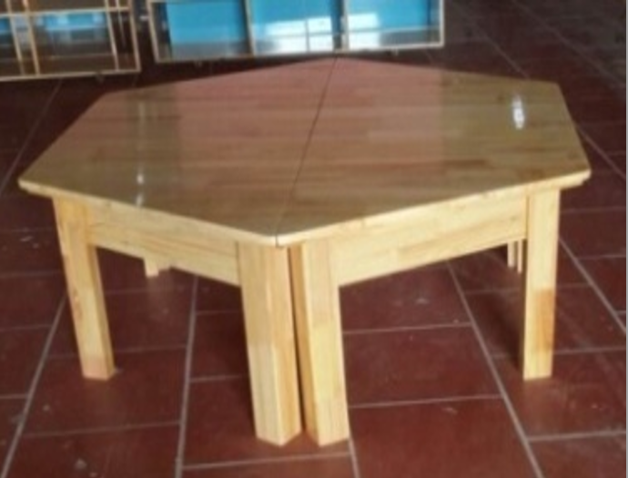 Bàn lục giác gỗ tự nhiên